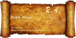 Rakk Alex névjegykártya